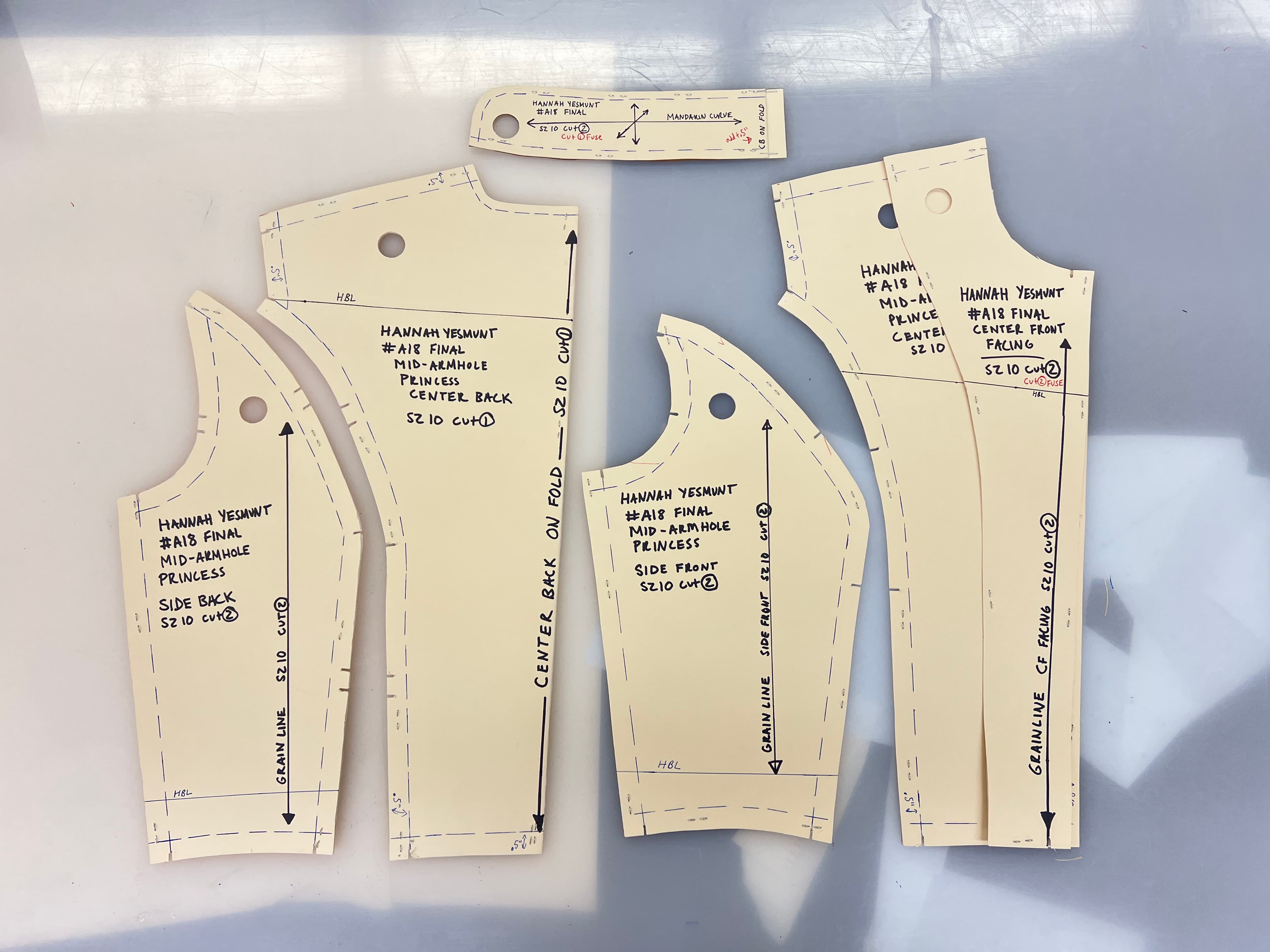 Final patterns laid out